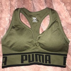 Military Green Puma Sports Bra